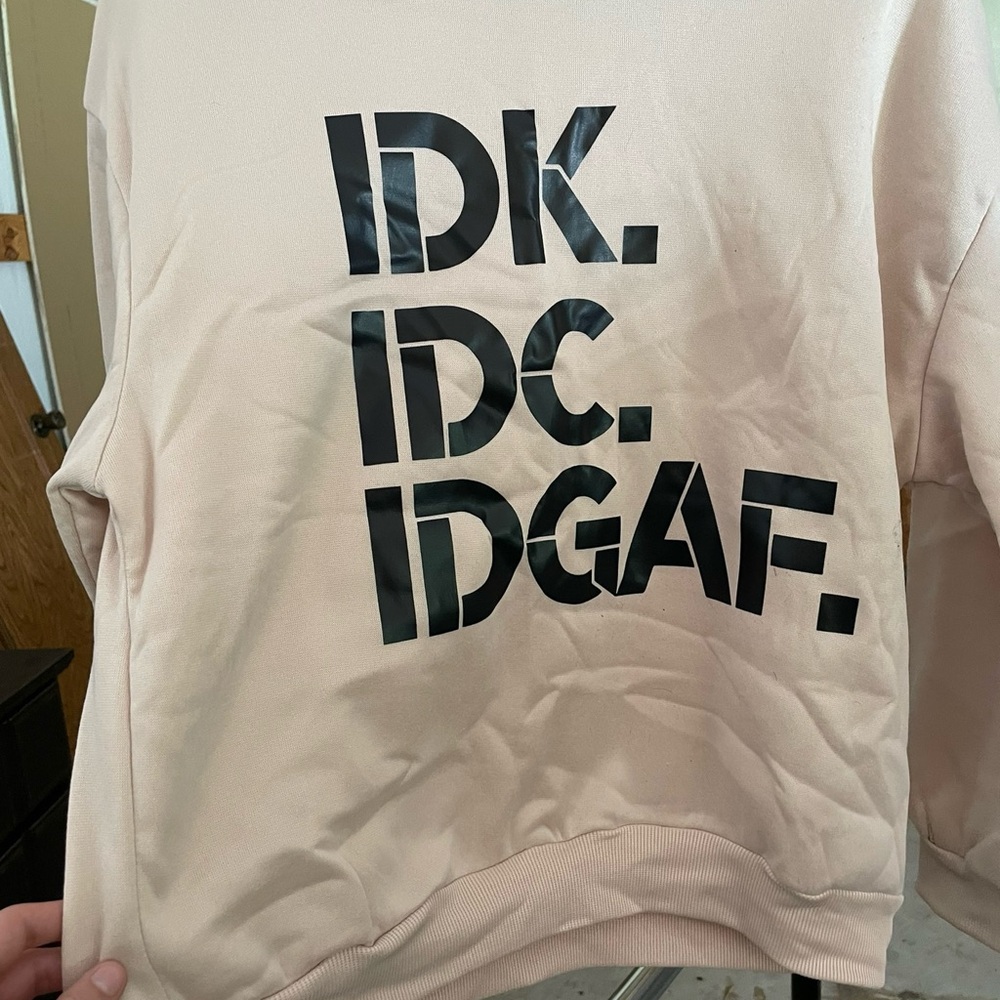 SHEIN Cream Sweater with Black Lettering